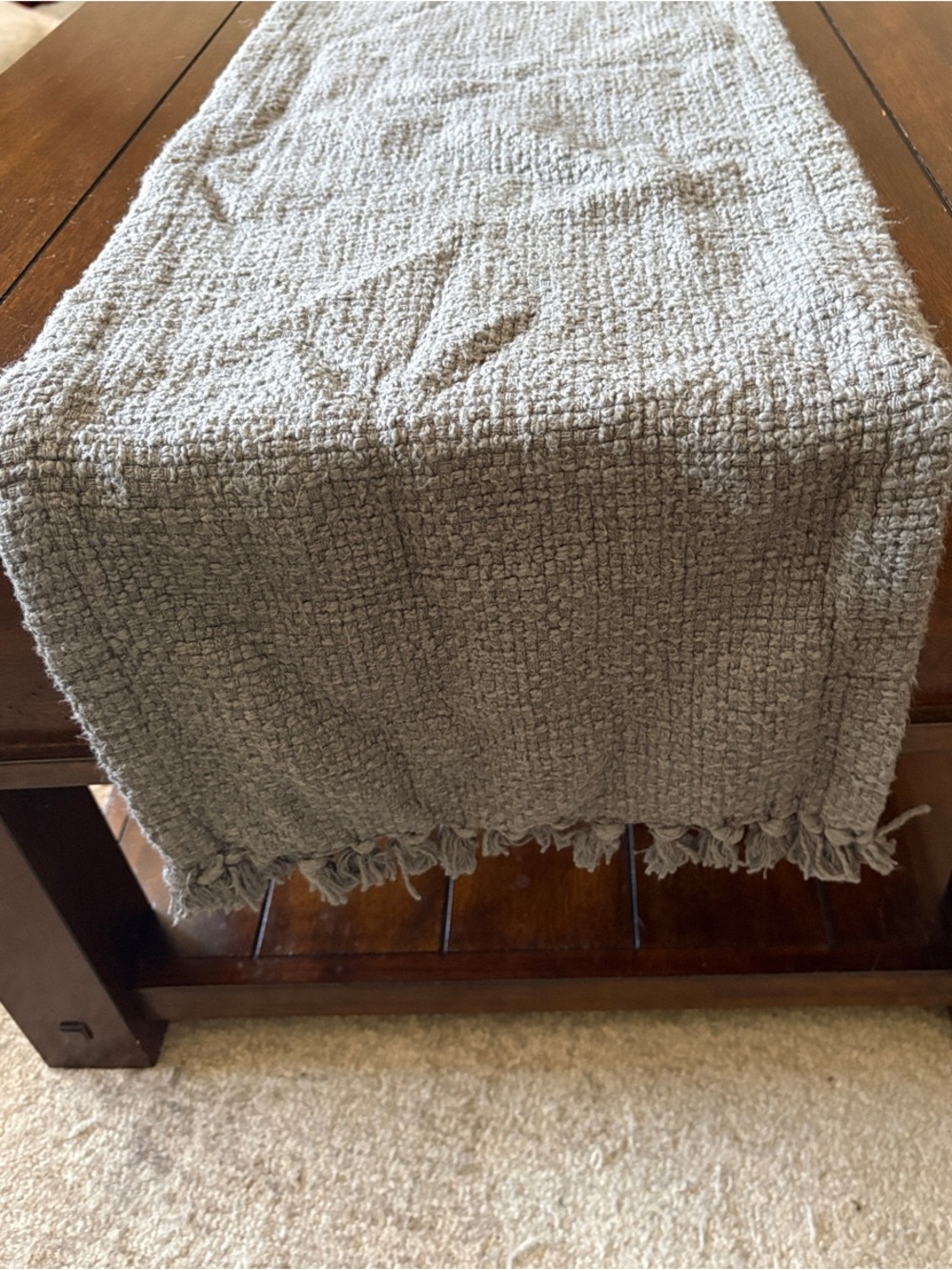 Gray Woven Cotton Table Runner - Home Dining